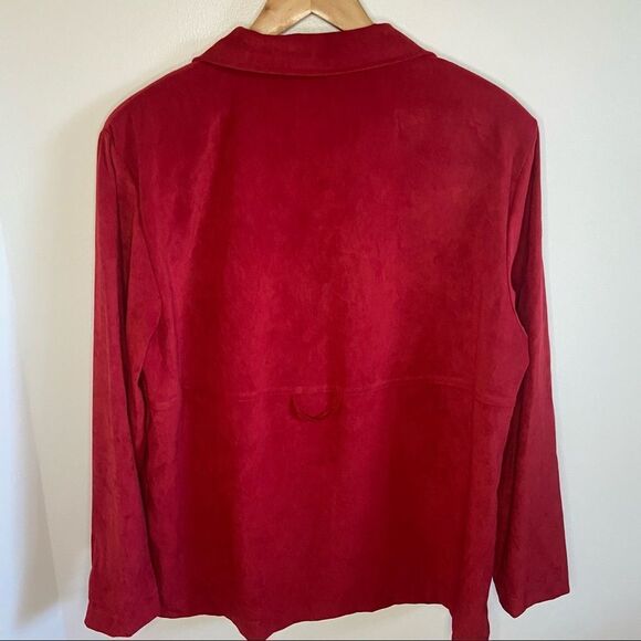 Vintage Dress barn red suede button up long sleeve - Picture 7 of 9